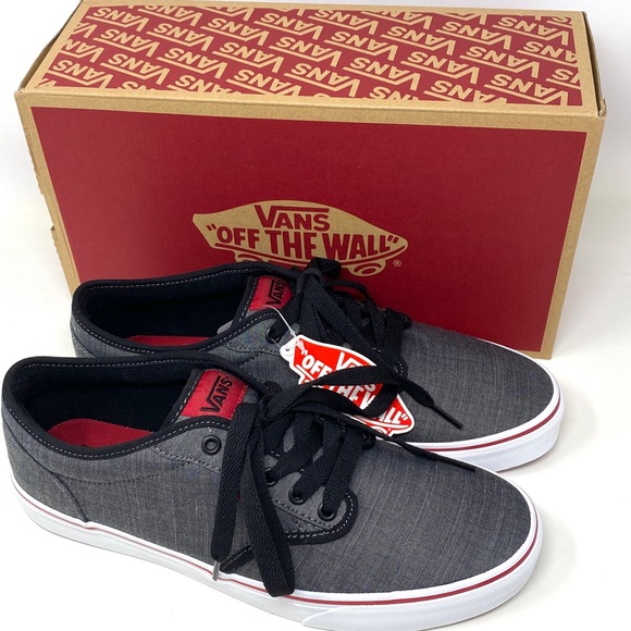 VANS Atwood Textile Black Grey Red Low Top Canvas Men’s Sneakers VN000KC46EZ - Picture 9 of 13